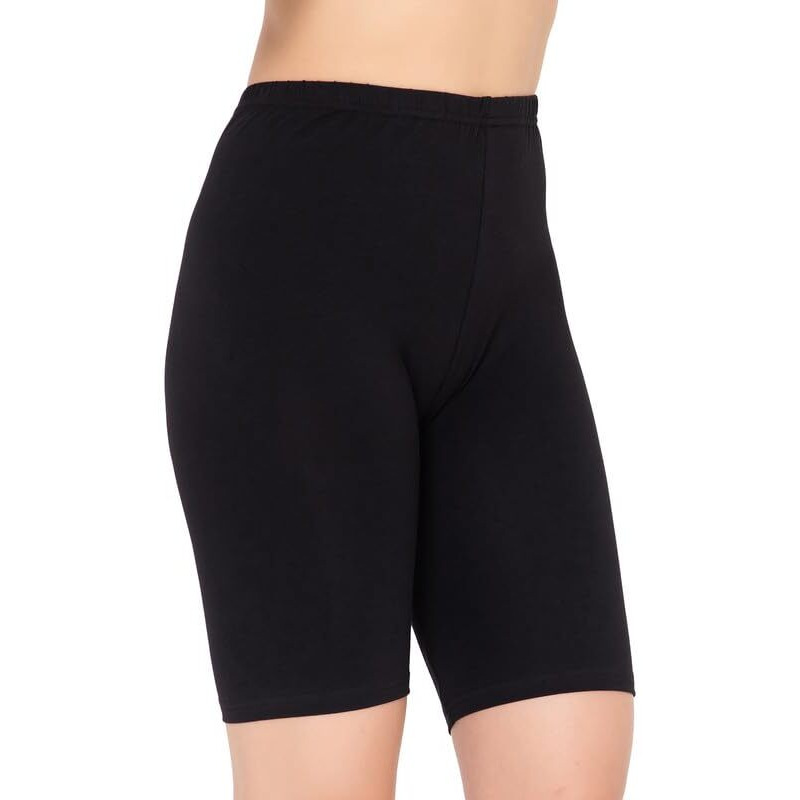 Clovia Women's Cotton Spandex Medium Waist Outer Elastic Cycling Shorts (Pn5041G13_Black_L)