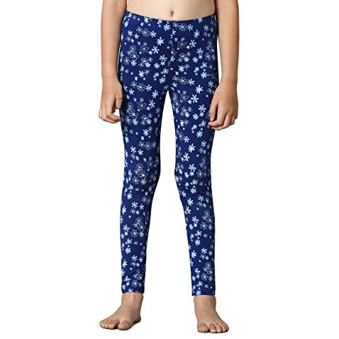 Van Heusen Girls Leggings - Power Plus Cotton Spandex - Power Plus, Allover Print, Super Soft_56302_Blue Bloom Aop_11-12 Years