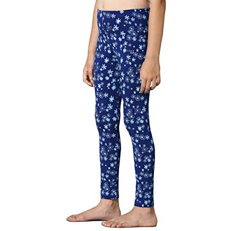 Van Heusen Girls Leggings - Power Plus Cotton Spandex - Power Plus, Allover Print, Super Soft_56302_Blue Bloom Aop_11-12 Years