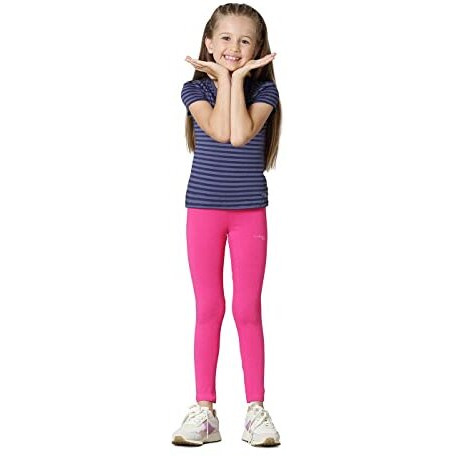 Van Heusen Girls Mid Rise Leggings - Power Plus Cotton Spandex - Power Plus, Super Soft, Stretchable_56301_Pink Yarrow_11-12 Years