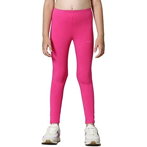 Van Heusen Girls Mid Rise Leggings - Power Plus Cotton Spandex - Power Plus, Super Soft, Stretchable_56301_Pink Yarrow_11-12 Years