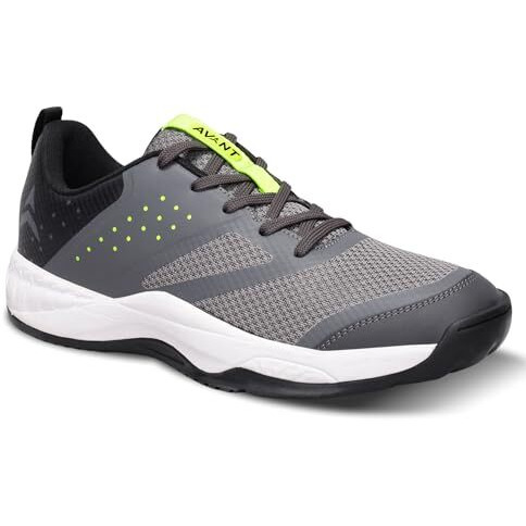 Avant Men's Rallyknit Tennis Shoes-Non Marking, Anti Skid Shoes With Rubber Outsoles,Lightweight, Ideal For Outdoor Sports Tennis Badminton, Volleyball (Avmsh211Cl01Uk9_Uk 9_Grey)