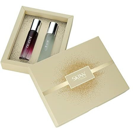Skinn By Titan Raw & Celeste Edp Gift Set|Pack Of 2 (20Ml X 2)|Long Lasting Perfume|Perfumes For Men & Women|Gifts Set For Couples|Travel Friendly,Pocket Sized Fragrances|Fragrance Gift Set