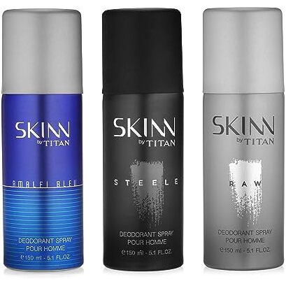 Skinn By Titan Unisex Premium Fresh Deodorant Spray Premium Range For Him (Pack Of 3-150Ml Each)