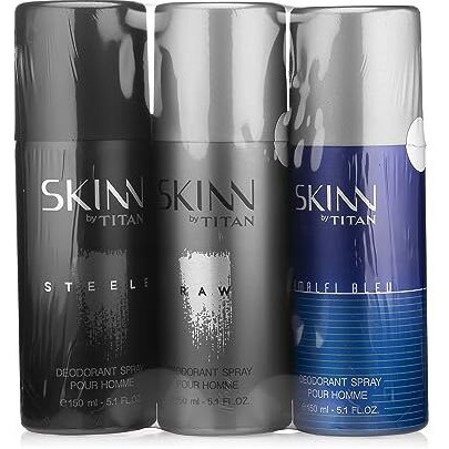 Skinn By Titan Unisex Premium Fresh Deodorant Spray Premium Range For Him (Pack Of 3-150Ml Each)