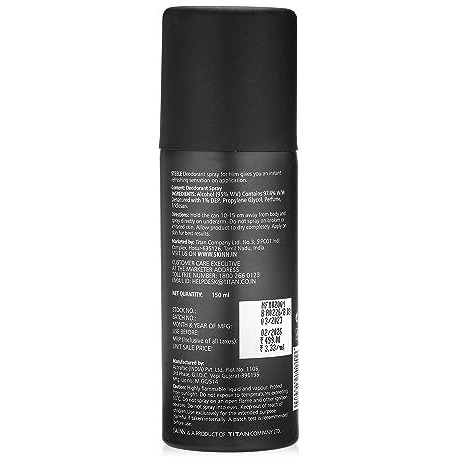 Skinn By Titan Unisex Premium Fresh Deodorant Spray Premium Range For Him (Pack Of 3-150Ml Each)
