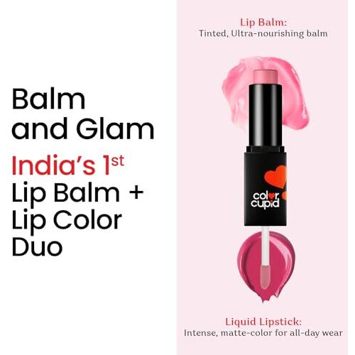 Color Cupid 2 In 1 Tinted Lip Balm + Liquid Lipstick | Intense Color Pay Off & Moisturization | Infused With Hyaluronic Acid & Jojoba Oil | Friends With Benefits | Nude & Play