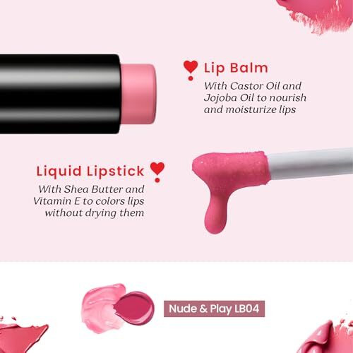 Color Cupid 2 In 1 Tinted Lip Balm + Liquid Lipstick | Intense Color Pay Off & Moisturization | Infused With Hyaluronic Acid & Jojoba Oil | Friends With Benefits | Nude & Play