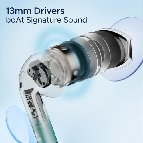 Boat Airdopes Joy, 35Hrs Battery, Fast Charge, Iwp Tech, Low Latency, 2Mic Enx, Type-C Port, V5.3 Bluetooth Earbuds, Tws Ear Buds Wireless Earphones With Mic(Dark Cyan)