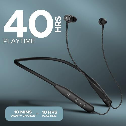 Boat Rockerz 110/Rockerz 109 Wireless Neckband With Up To 60 Hrs Playtime, Dual Device Pairing, Enx Tech, Beast Mode, Asap Charging, Btv5.3,Ipx5,Type-C Interface & Magnetic Power Buds(Active Black)