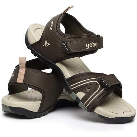 Yoho Trailmark 002 Sports Sandals For Men | Comfortable & Lightweight | Flexible & Breathable | Footpharma Footbed | Anti-Skid Footwear For Trekking, Hiking & Outdoor | Olive Green - Uk 8