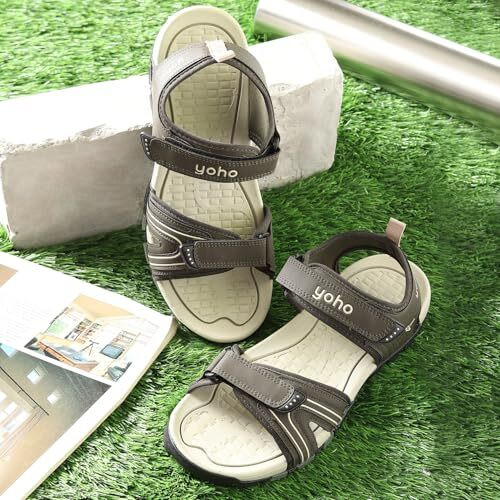 Yoho Trailmark 002 Sports Sandals For Men | Comfortable & Lightweight | Flexible & Breathable | Footpharma Footbed | Anti-Skid Footwear For Trekking, Hiking & Outdoor | Olive Green - Uk 8