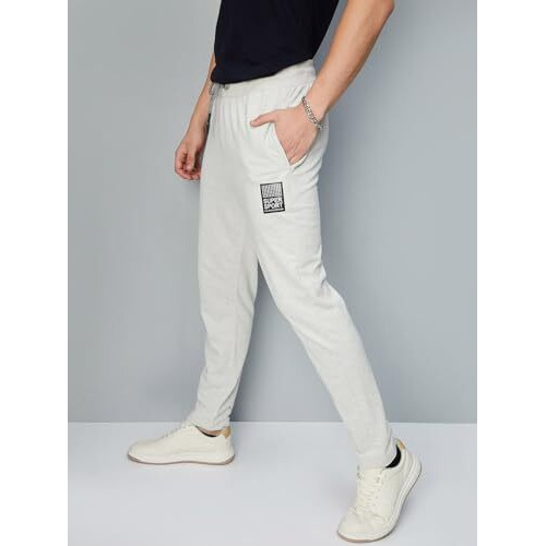 Max Mens Jogger Track Pant,Ecru,L, Regular, Mid Rise, Large