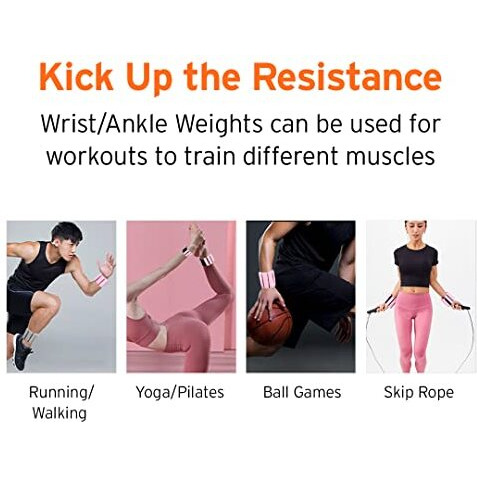 Head Ankle Weights And Wrist Weights (0.5 Kg Each) | Adjustable Weights (2 X 1.1 Lbs) | Leg Weights For Home Gym | Wrist Wraps For Yoga, Pilates, Cardio | Hand Grip & Wrist Support Fitness Band - Pink
