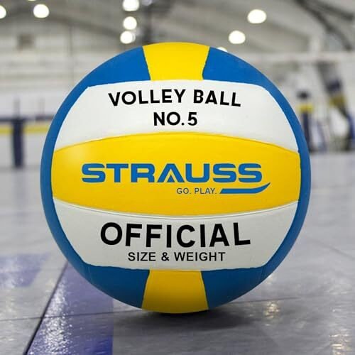 Strauss Sports Volleyball Size 5 Soft Ball | Unisex All Age Group | Indoor Outdoor | Tournament Quality - Yellow Grey Blue