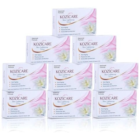 Kozicare Kojic Acid Soap & Glutathione Soap | Bathing Soaps | Bath Soap For Men & Women | Soaps For Bath | Tfm Grade 1 Soap | Moisturize Skin | Fades Dark Spots | Gentle Exfoliation - Pack Of 9