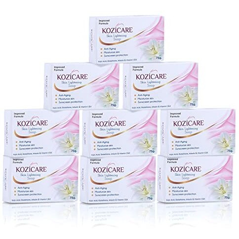 Kozicare Skin Lightening Soap With 0.50% Kojic Acid,0.50% Arbutin, 0.50% Vitamin C, 0.50% Vitamin E, 0.30% Glutathione |Sun Screen Protection |Keeps Your Skin Young And Moisturised - 75G (Pack Of 9)