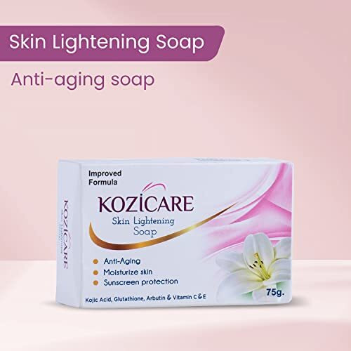 Kozicare Skin Lightening Soap With 0.50% Kojic Acid,0.50% Arbutin, 0.50% Vitamin C, 0.50% Vitamin E, 0.30% Glutathione |Sun Screen Protection |Keeps Your Skin Young And Moisturised - 75G (Pack Of 9)
