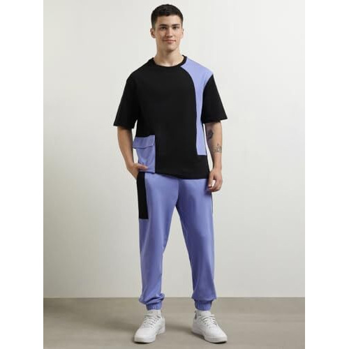 Nobero Men Colorblock T-Shirt With Joggers