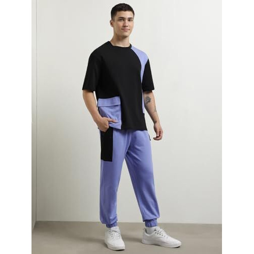 Nobero Men Colorblock T-Shirt With Joggers