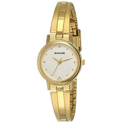 Sonata Quartz Analog White Dial Stainless Steel Strap Watch For Women-Ns8096Ym04