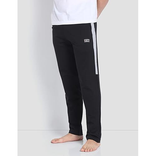 U.S. Polo Assn. Men Solid Cotton Or001 Relaxed Fit Track Pants - Pack Of 1 (Black L)