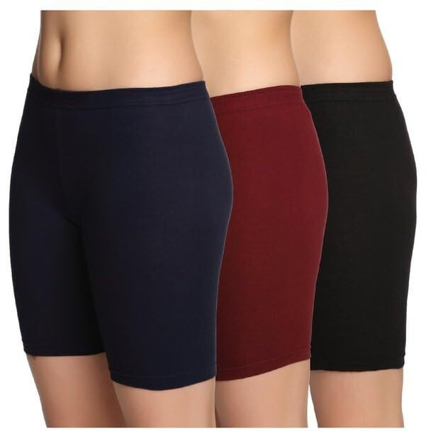 Lux Karishma Shorts - 100% Pure Cotton, Soft & Breathable Undershorts For Women & Girls, Non-See-Through, Perfect For Layering Under Skirts & Everyday Use(Pack Of 3)(Colors May Vary)-90Cm Assorted