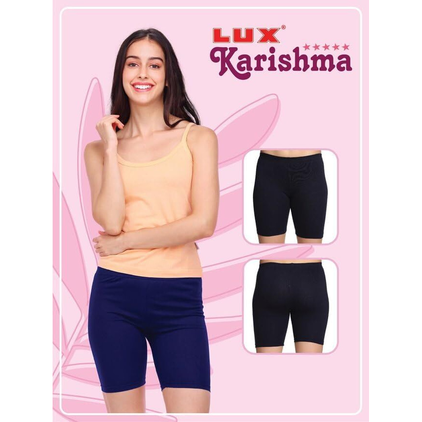 Lux Karishma Shorts - 100% Pure Cotton, Soft & Breathable Undershorts For Women & Girls, Non-See-Through, Perfect For Layering Under Skirts & Everyday Use(Pack Of 3)(Colors May Vary)-90Cm Assorted