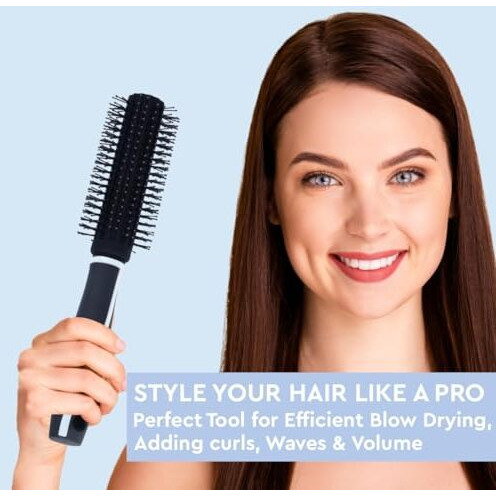 Gubb Vogue Range Round Hair Brush  Great For Efficient Blow Drying, Adding Curls, Waves & Volume | Premium Nylon Bristles To Gently Shape & Style Your Locks | Lightweight , Long Lasting Curles & Waves - Hair Brush For All Hair Types - For Women, Men, Wet And Dry Hair