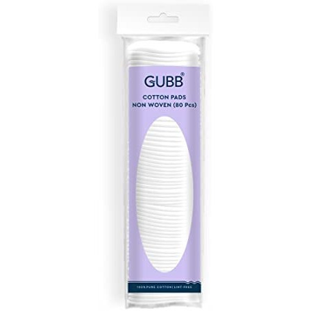 Gubb Hypoallergenic 100% Cotton Pads For Face Cleansing & Makeup Removal - Made Of Pure Cotton | Safe For Skin | Suitable For Women | Deep Cleansing | Round Shape, Non Woven - 80 Makeup Remover Pads