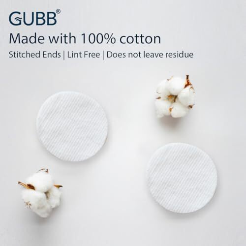 Gubb Hypoallergenic 100% Cotton Pads For Face Cleansing & Makeup Removal - Made Of Pure Cotton | Safe For Skin | Suitable For Women | Deep Cleansing | Round Shape, Non Woven - 80 Makeup Remover Pads