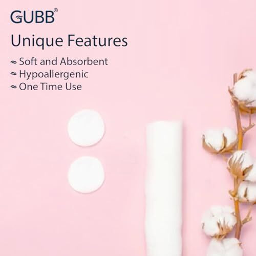 Gubb Hypoallergenic 100% Cotton Pads For Face Cleansing & Makeup Removal - Made Of Pure Cotton | Safe For Skin | Suitable For Women | Deep Cleansing | Round Shape, Non Woven - 80 Makeup Remover Pads