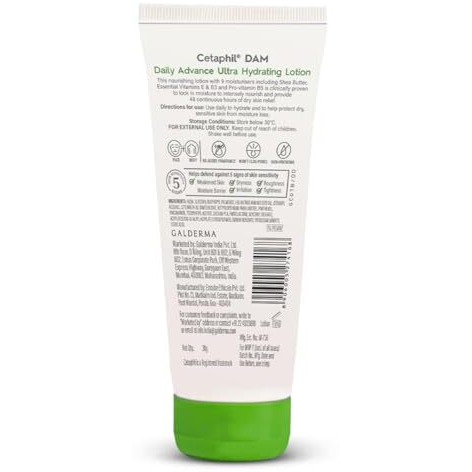 Cetaphil Dam Daily Advance Ultra Hydrating Lotion For Dry, Sensitive Skin| 30 G| Moisturizer With Shea Butter| Non-Greasy, Fragrance-Free| Paraben, Sulphate Free