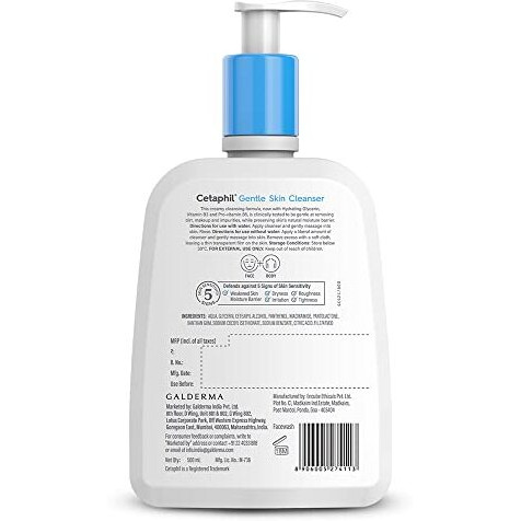 Cetaphil Paraben, Sulphate-Free Gentle Skin Hydrating Face Wash Cleanser With Niacinamide, Vitamin B5 For Dry, Normal Sensitive Skin - 500 Ml