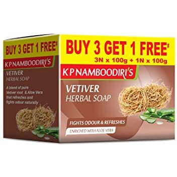 K.P. Namboodiri S Vetiver Herbal Soap 100G Each, 4 Pieces (Pack Of 2)