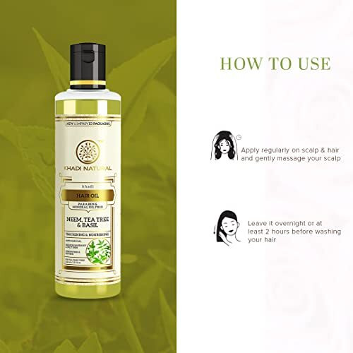 Khadi Natural Neem, Teatree And Basil Herbal Hair Oil, Paraben Mineral Oil Free| Unique Non-Greasy Hair Formula| Boosts Hair Growth And Overall Hair Health| Suitable For All Hair Types| 210Ml