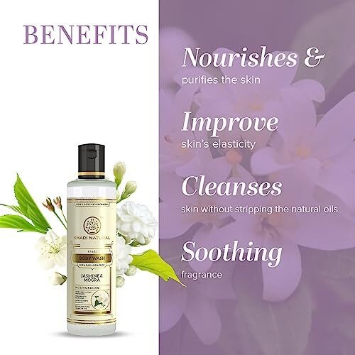 Khadi Natural Jasmine & Mongra Herbal Body Wash | Body Wash For Soft Skin | Hydrating Shower Gel With Pleasing Fragrance | Sls & Paraben Free | Suitable For All Skin Types | (210Ml)