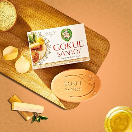 Gokul Santol Pure Sandalwood Bath Soap - Anti-Bacterial, Long-Lasting Fragrance | 75G (Pack Of 3) | Gentle And Nourishing | Safe On All Skin Types