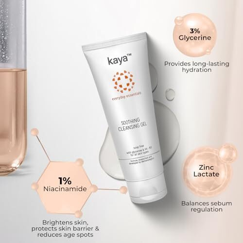 Kaya Soothing Face Cleanser | Gentle, Hydrating Daily Cleanser For Sensitive & Oily Skin | Dermatologist Developed | 22 Years Expertise | Mild, Soap-Free Formula | 100Ml
