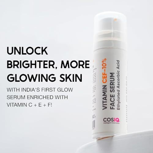 Cos-Iq 10% Vitamin C Serum, 30Ml | With Vitamin E & Ferulic Acid | Glowing & Brightening Skin | Anti-Aging Serum For Wrinkles, Fine Lines & Dark Spots | All Skin Types | 30-Days Pack