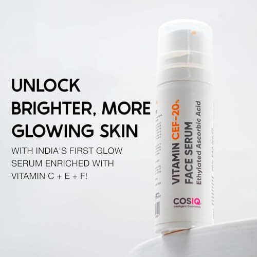 Cos-Iq 20% Vitamin C Serum, 30Ml | With Vitamin E & Ferulic Acid | Glowing & Brightening Skin | Anti-Aging Serum For Wrinkles, Fine Lines & Dark Spots | All Skin Types | 30-Days Pack