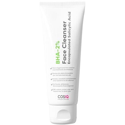 Cos-Iq 2% Salicylic Acid Face Wash For Oily Skin | With Hyaluronic Acid & Vitamin E | Anti-Acne Exfoliating Cleanser For Skin Hydrating | Non-Comedogenic, Fragrance-Free | For Men & Women | 100 Ml