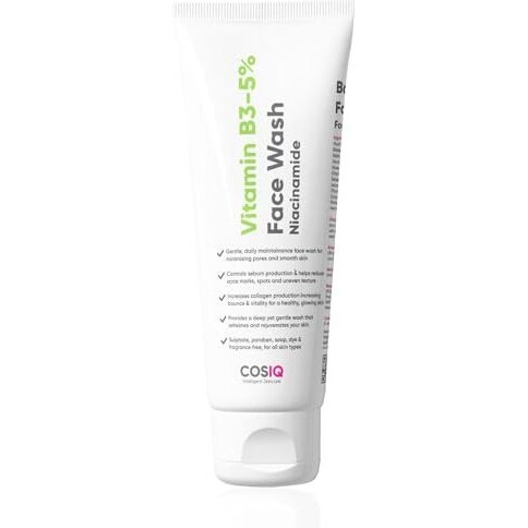 Cos-Iq Vitamin B3-5% Niacinamide Face Wash For Smooth And Even Skin, Tan Removal & Glowing Skin, Ph Balanced & Paraben Free (30 Days Pack, 100Ml)