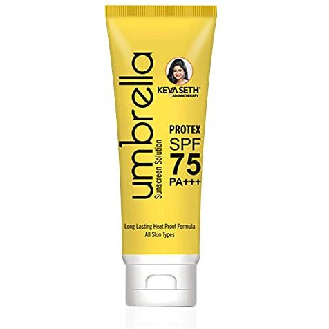 Keya Seth Aromatherapy, Umbrella Sunscreen Solution Spf 75 With Pa+++ Long Lasting Uv & Heat Protection Formula Oil Control Enriched Micronized Zinc Oxide 100Ml