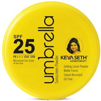 Keya Seth Aromatherapy, Umbrella Sunscreen Powder Spf 25 With Uv Protection, Sweat Resistant Formula, Makeup Setting & Finishing Loose Powder, Enriched With Micronized Zinc Oxide For Oily Skin (50Gm)
