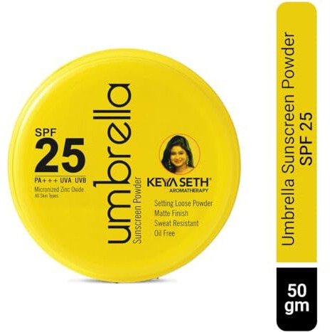 Keya Seth Aromatherapy, Umbrella Sunscreen Powder Spf 25 With Uv Protection, Sweat Resistant Formula, Makeup Setting & Finishing Loose Powder, Enriched With Micronized Zinc Oxide For Oily Skin (50Gm)