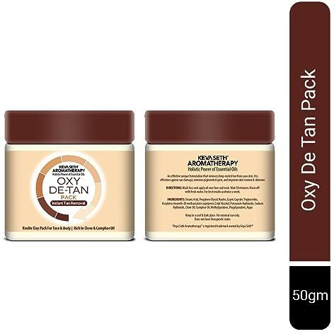 Keya Seth Aromatherapy Oxy De Tan Removal For Glowing & Lighting Oil Control, Anti Acne & Pimples Blemishes Pigmentation De Tan Pack For Face & Body  No Ammonia & Blech. 50Gm