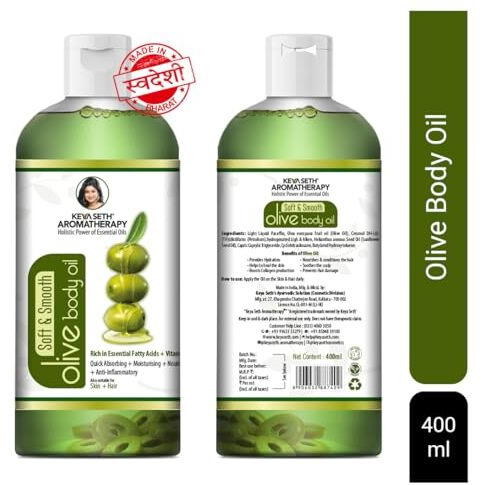 Keya Seth Aromatherapy Soft And Smooth Fairness Body Oil Nourishing Skin Treatment With Pure Olive, Sandalwood, Almond And Saffron 400Ml