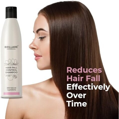 Brillare Professional Hair Fall Control Shampoo, Natural Anti Hair Fall & Hair Growth Shampoo With Soyabean & Vital Plant Extracts For Better Hair Holding, 300 Ml