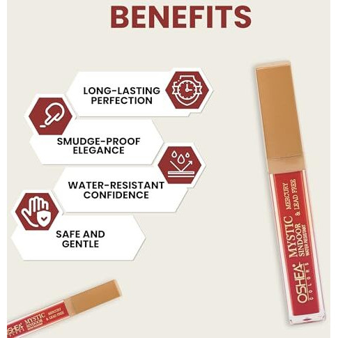 Oshea Herbals Colors Mystic Long Lasting Water Resistant & Smudge Proof Liquid Sindoor | Mercury & Lead Free (Red) 6Ml